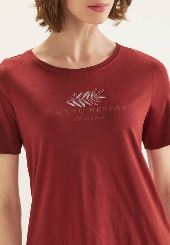 STREET ONE Basic Partprint T-Shirt Damen - Foxy Red | STREET ONE Online-Shop