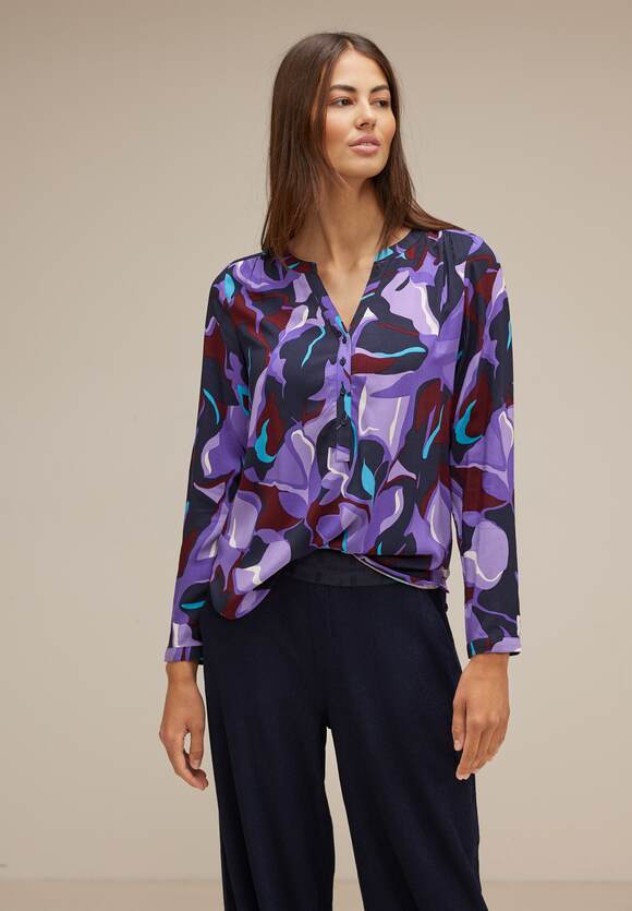 2024 neueste Produkte STREET ONE Viskose - Damen Lupine STREET mit ONE - | Style Online-Shop Bamika Lilac Bluse Print