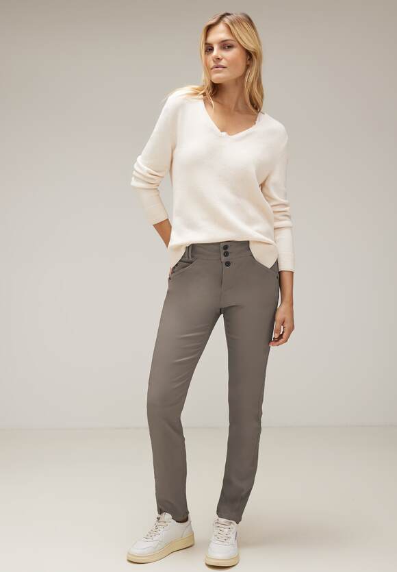 Style STREET Online-Shop Shiny Coating - ONE Damen Hose Slim STREET ONE Mocca - Sandy Fit | York