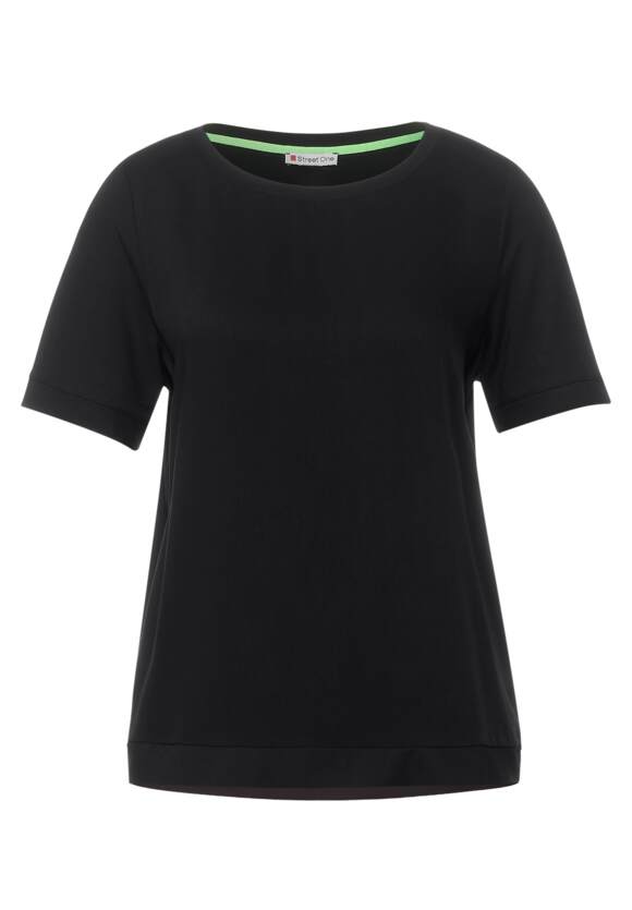 STREET ONE T-Shirt im Materialmix Damen - Black | STREET ONE Online-Shop