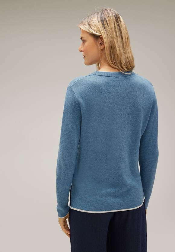 Satin Melange - | STREET Pullover Damen Online-Shop ONE ONE Doubleface Blue STREET