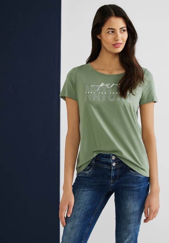 Leafy T-Shirt STREET ONE | Green ONE Online-Shop Damen Wording - STREET mit