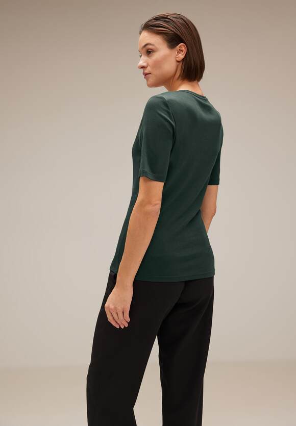 STREET ONE Shirt mit Karrée Ausschnitt Damen - Style Pania - Hillside Green  | STREET ONE Online-Shop