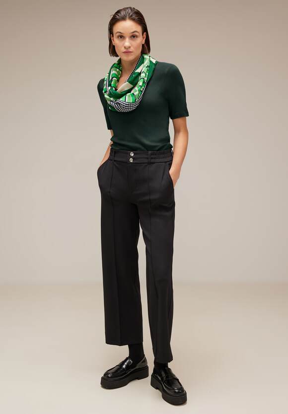 STREET ONE Shirt mit Karrée Ausschnitt Damen - Style Pania - Hillside Green  | STREET ONE Online-Shop