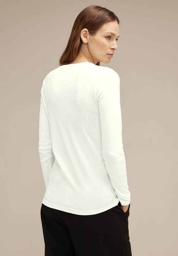 STREET ONE Basic Langarmshirt Damen Online-Shop STREET - ONE Off White 