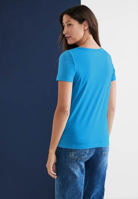 STREET ONE T-Shirt mit Online-Shop Wording STREET Blue - Splash Damen ONE 