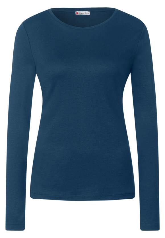 STREET ONE Basic Langarmshirt Damen - Atlantic Blue | STREET ONE Online-Shop