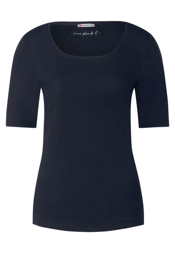 STREET ONE Shirt mit Karrée Ausschnitt Damen - Style Pania - Blue Night | STREET  ONE Online-Shop