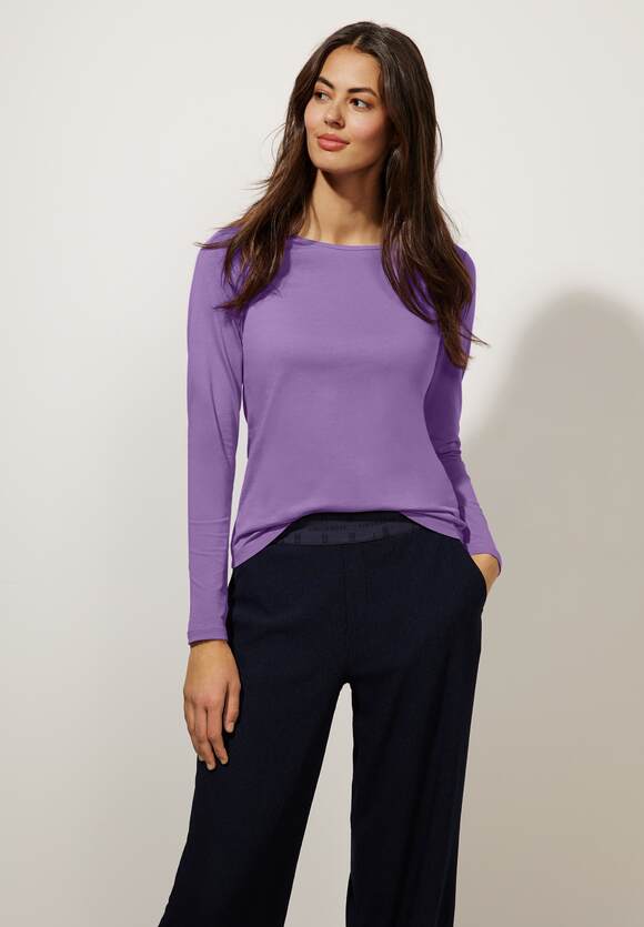 STREET ONE Basic shirt met lange mouwen Dames - Lupine Lilac | STREET ONE  Online-Shop