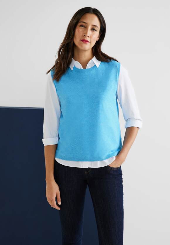 Bengelen mooi Ongewijzigd STREET ONE Mouwloze trui Dames - Splash Blue Melange | STREET ONE  Online-Shop
