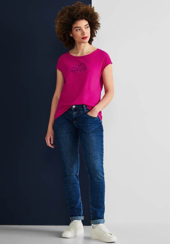 STREET ONE Basic T-Shirt mit Wording Damen - Nu Pink | STREET ONE  Online-Shop