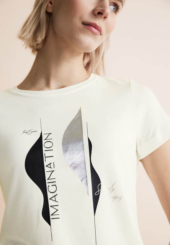 STREET ONE T-Shirt mit Partprint Damen - Off White | STREET ONE Online-Shop