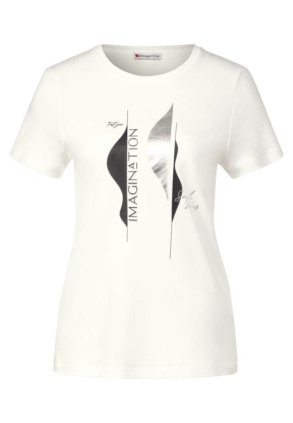 STREET ONE T-Shirt mit Partprint Damen - Off White | STREET ONE Online-Shop