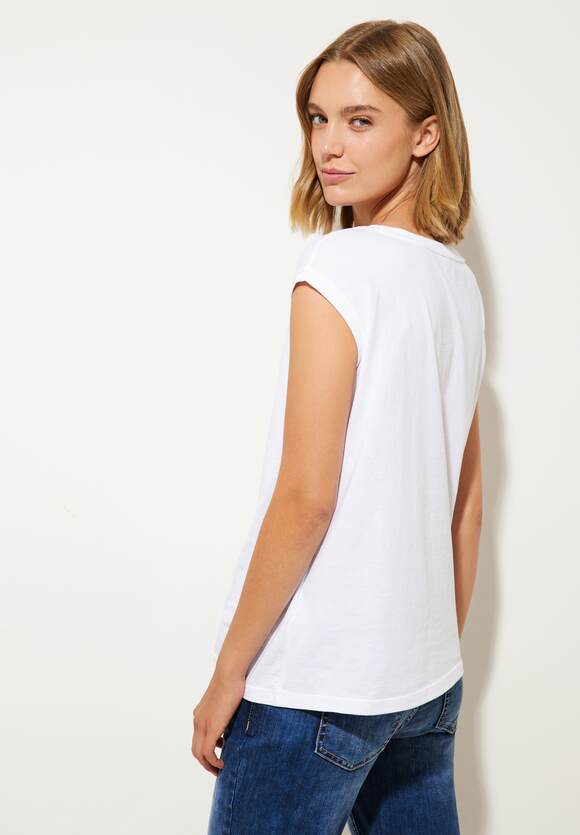 STREET ONE T-Shirt mit Rippdetail Damen - White | STREET ONE Online-Shop