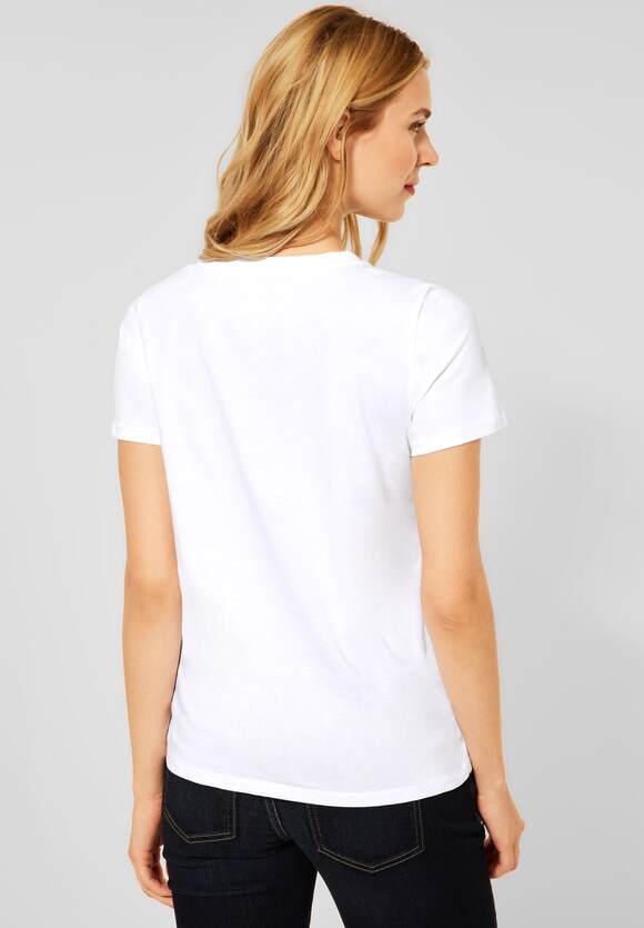 STREET ONE T-Shirt mit Partprint Damen - White | STREET ONE Online-Shop