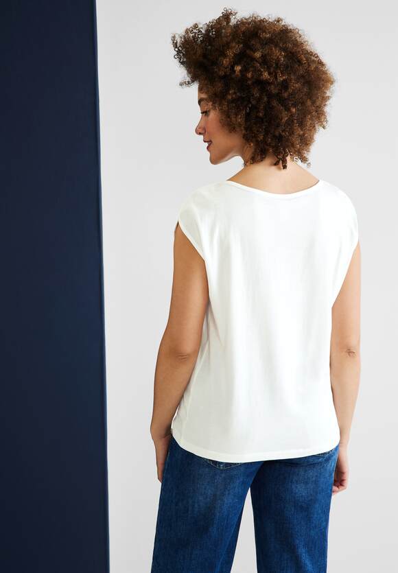 ONE Online-Shop STREET Off - | Damen Unifarbe ONE White Basic T-Shirt STREET in