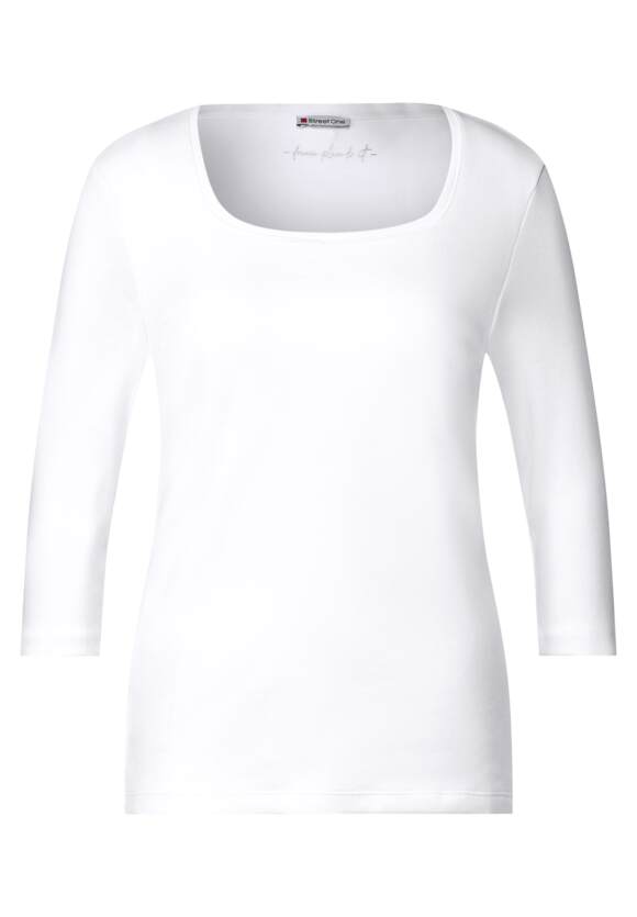 STREET ONE Shirt mit Karrée Ausschnitt Damen - Style Pania - White | STREET  ONE Online-Shop