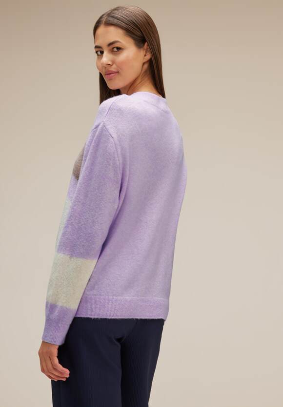 STREET ONE Pullover Streifen | Online-Shop STREET Pure Melange - ONE mit Damen Lilac Soft