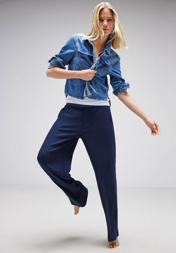 Damen ONE STREET - Mina gerafftem ONE Style Online-Shop mit | Deep Shirt - STREET Arm Blue