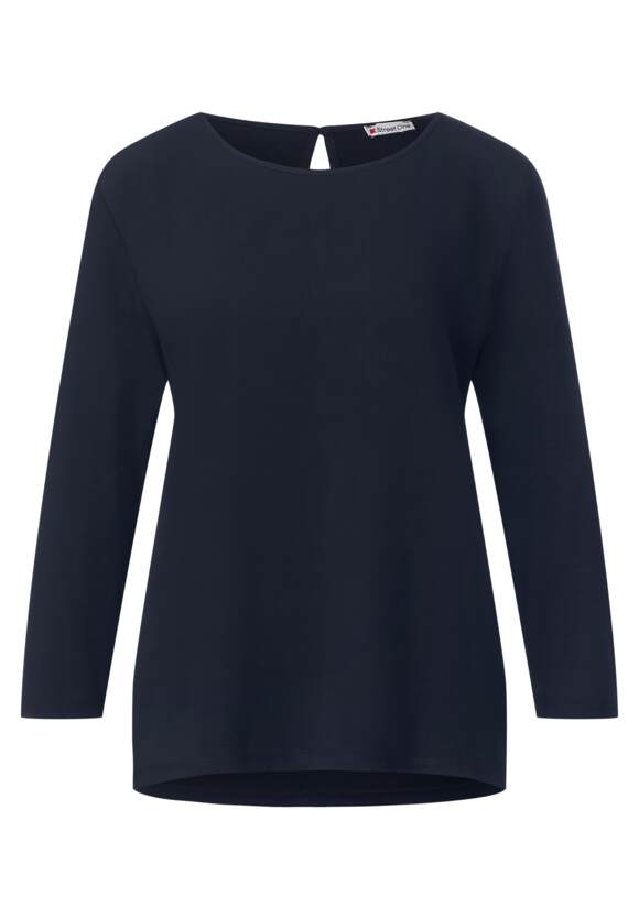 STREET ONE Materialmix Basic Shirt Damen - Deep Blue | STREET ONE  Online-Shop
