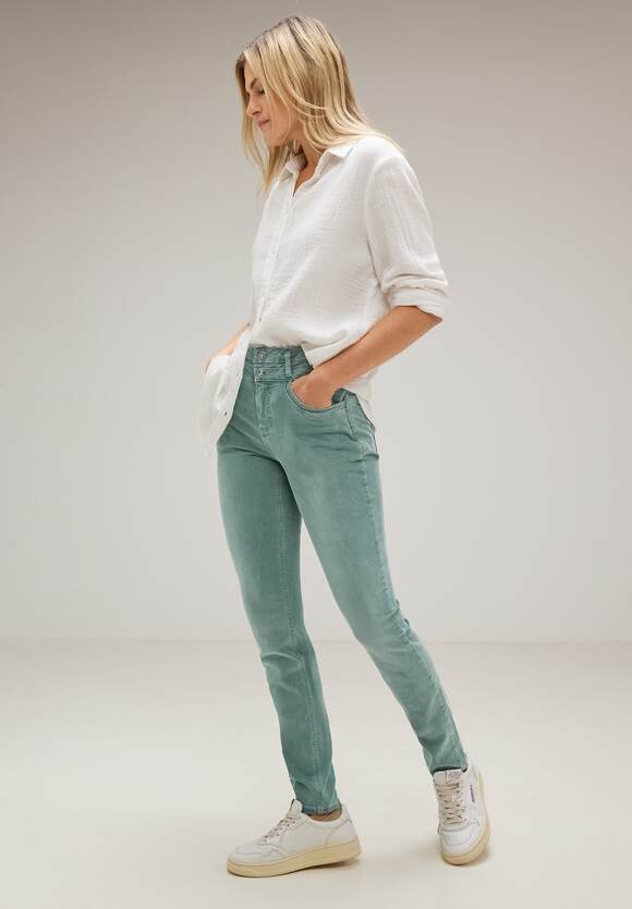 STREET ONE Olive - - Style | ONE Washed York Fit Jeans Damen STREET Online-Shop Soft Slim Used Color