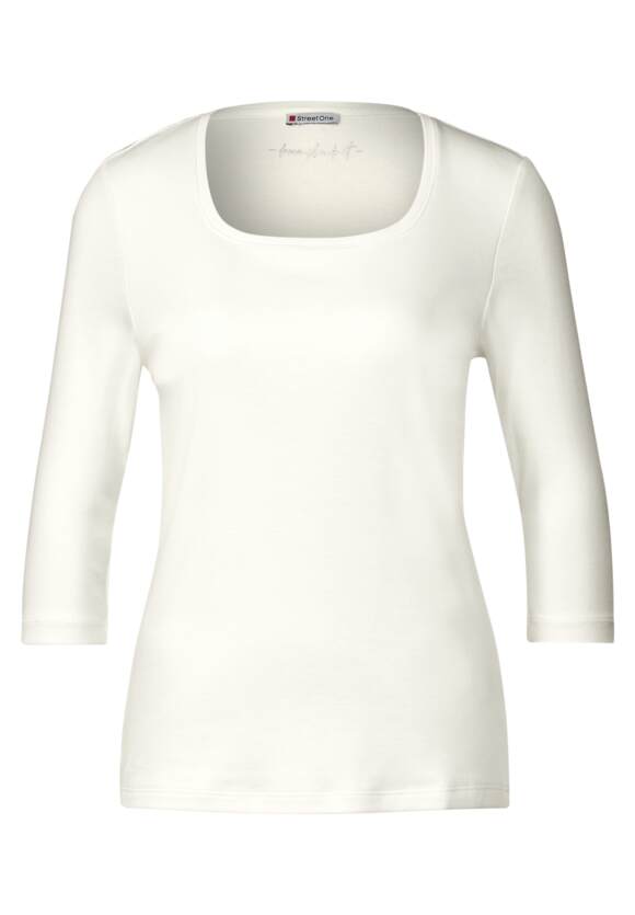 STREET ONE Shirt mit Karrée Ausschnitt Damen - Style Pania - Off White | STREET  ONE Online-Shop