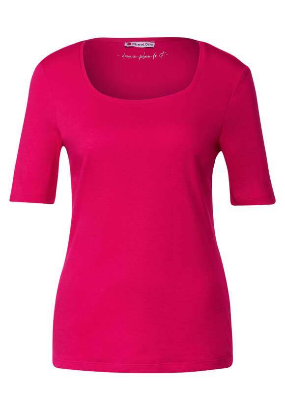 STREET ONE Shirt mit Karrée Ausschnitt Damen - Style Pania - Fiesta Pink |  STREET ONE Online-Shop