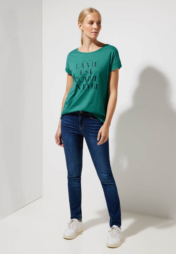 ONE Damen T-Shirt STREET | Bay Blue - Online-Shop ONE STREET Knopfleiste mit
