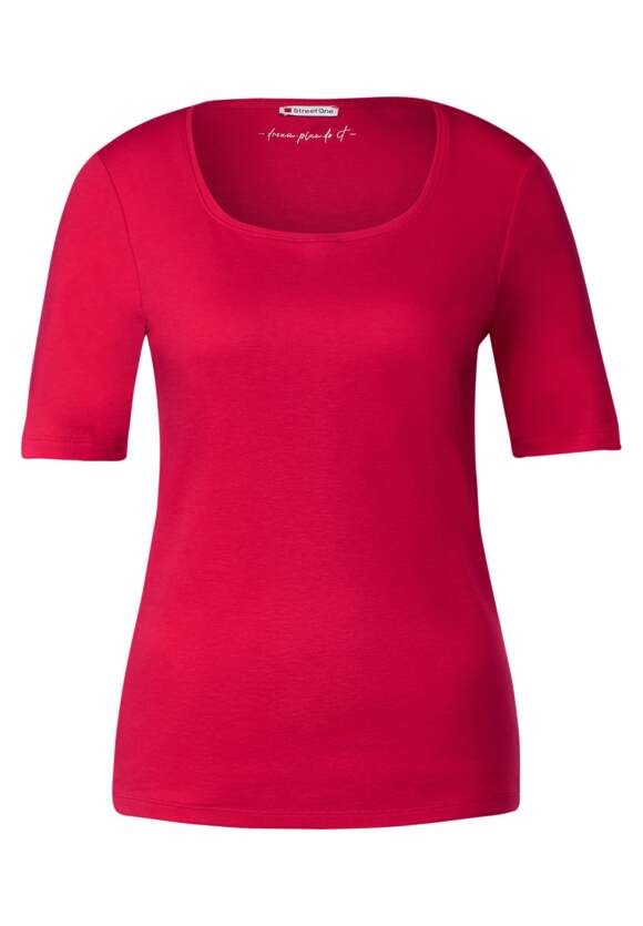 STREET ONE Shirt mit Karrée Ausschnitt Damen - Style Pania - Fiesta Red | STREET  ONE Online-Shop