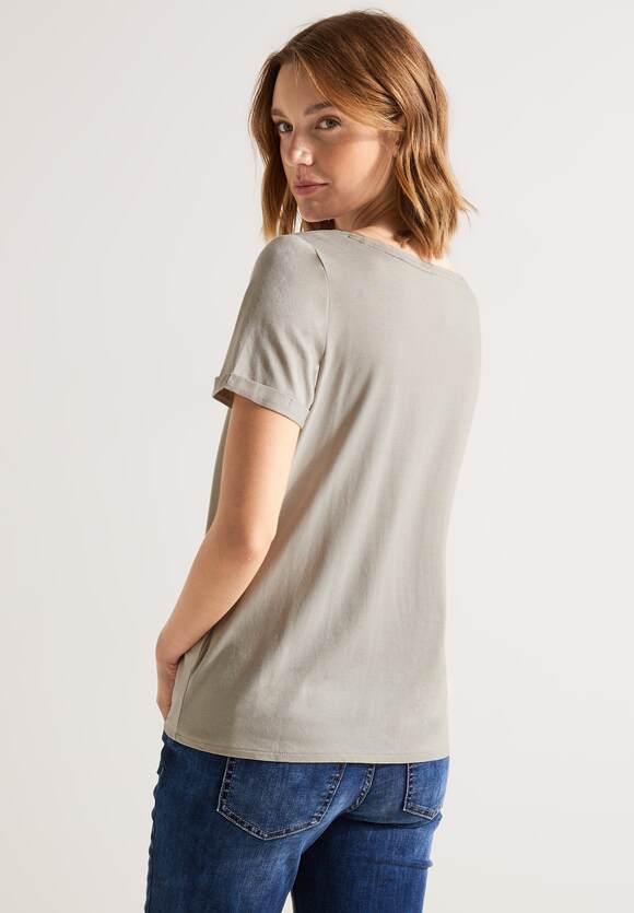 STREET ONE Shirt mit Steinchen Print Damen - Smooth Stone Sand | STREET ONE  Online-Shop