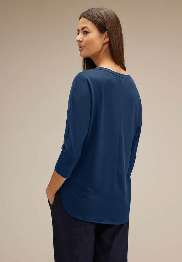 STREET ONE Materialmix Shirt Damen - Atlantic Blue | STREET ONE Online-Shop