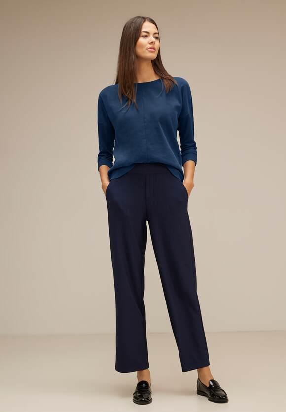 STREET ONE Materialmix Shirt Damen - Atlantic Blue | STREET ONE Online-Shop