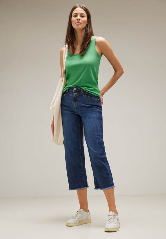 Fresh Gentle | Unifarbe Style Damen - ONE Green STREET Gania Online-Shop - Shirt STREET ONE Ärmelloses in