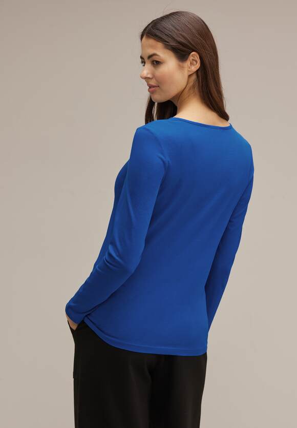 STREET ONE Basic Langarmshirt Damen - Gentle ONE Intense Blue Online-Shop STREET | Fresh
