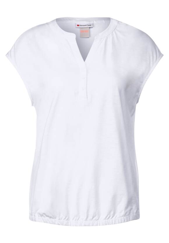 STREET mit ONE - | STREET Damen White T-Shirt Knopfleiste ONE Online-Shop