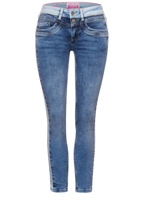 Tangle Adjustment Roux STREET ONE Slim Fit Jeans Damen - Style York - Indigo Mix Random Bleach | STREET  ONE Online-Shop