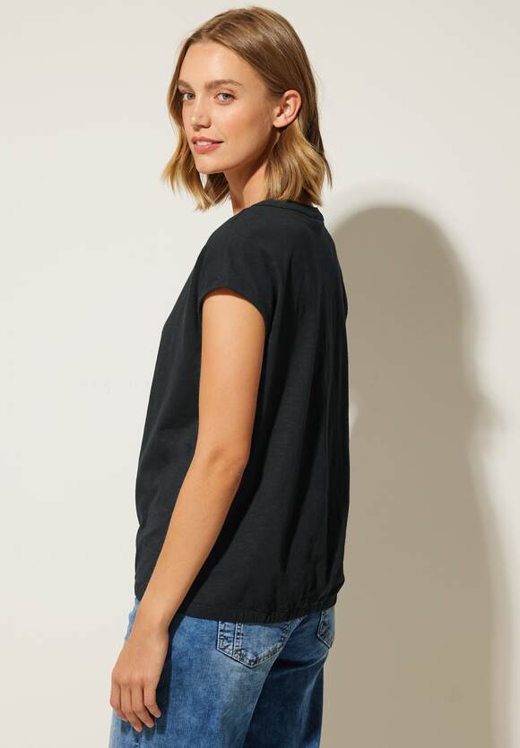 STREET ONE T-Shirt Damen | ONE Online-Shop STREET Knopfleiste Black - mit