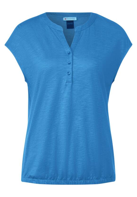 STREET ONE T-Shirt mit Knopfleiste Damen - Blue Bay | STREET ONE Online-Shop