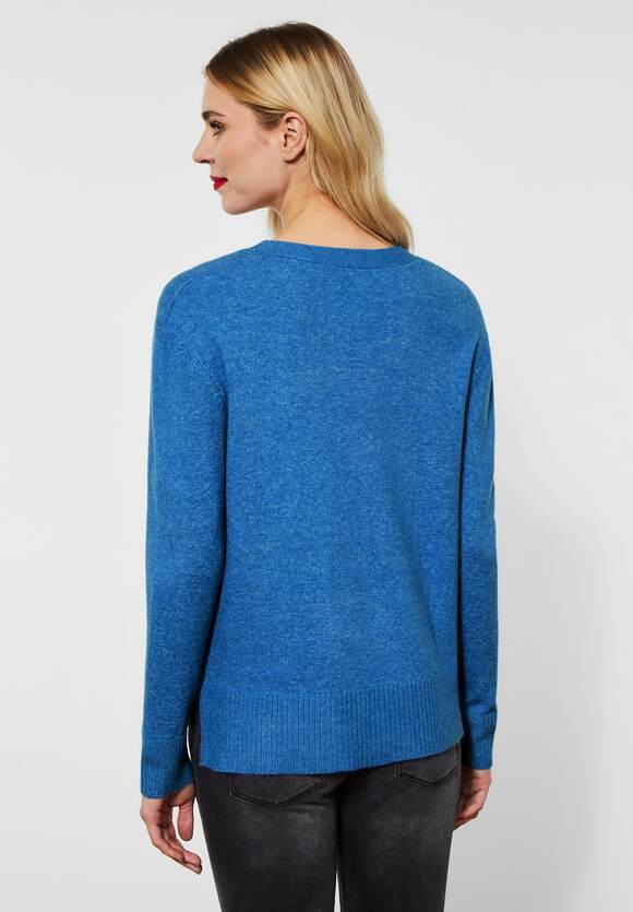- STREET Online-Shop Pullover ONE ONE V-Ausschnitt mit Blue Lapis Damen Melange | STREET