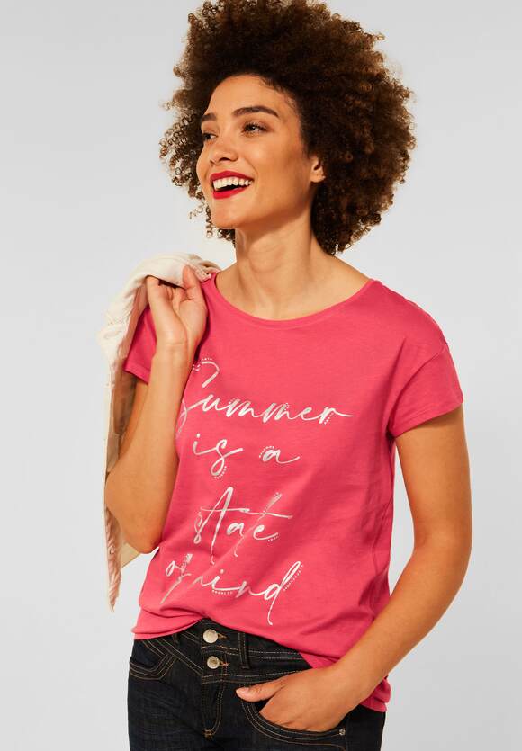 STREET ONE T-Shirt mit Folienprint Damen - Intense Coral | STREET ONE  Online-Shop