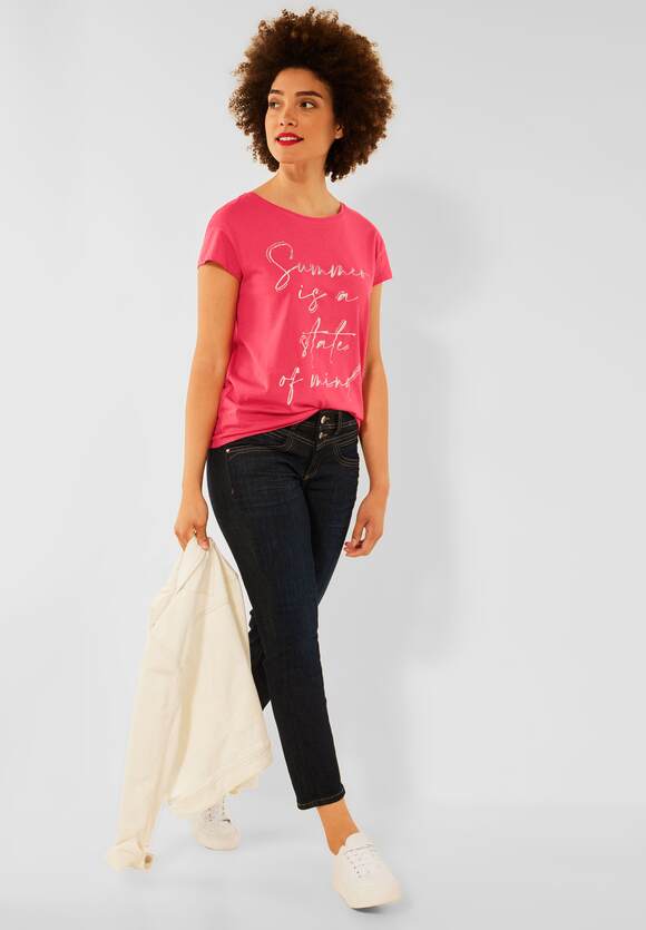 STREET ONE T-Shirt mit Folienprint Damen - Intense Coral | STREET ONE  Online-Shop
