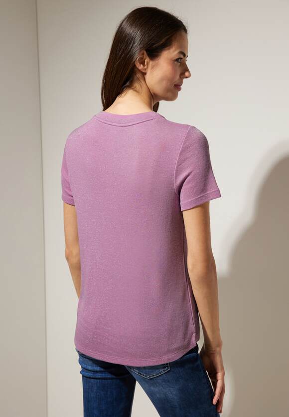STREET ONE Schimmernes T-Shirt Damen - Soft Meta Lilac | STREET ONE  Online-Shop