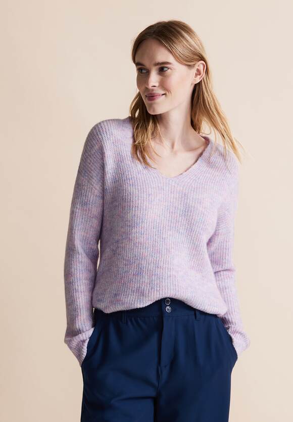 STREET ONE Pullover mit V-Ausschnitt Damen - Bright Cozy Pink | STREET ONE  Online-Shop