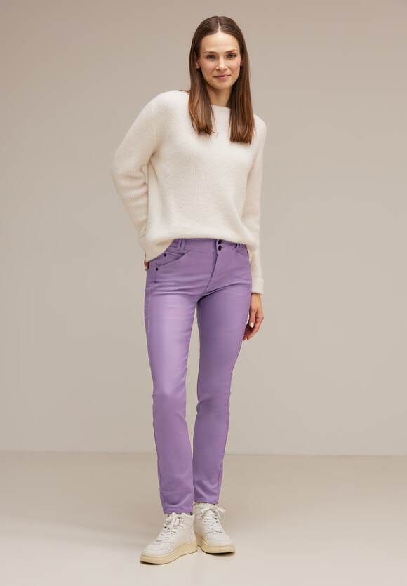 STREET ONE Slim Fit Hose mit Coating Damen - Style York - Dusty Lupine Lilac  | STREET ONE Online-Shop