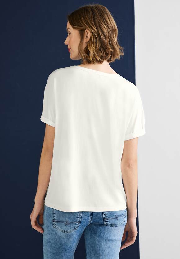 STREET ONE T-Shirt in Unifarbe Damen Style Crista STREET - Off Online-Shop | ONE White 