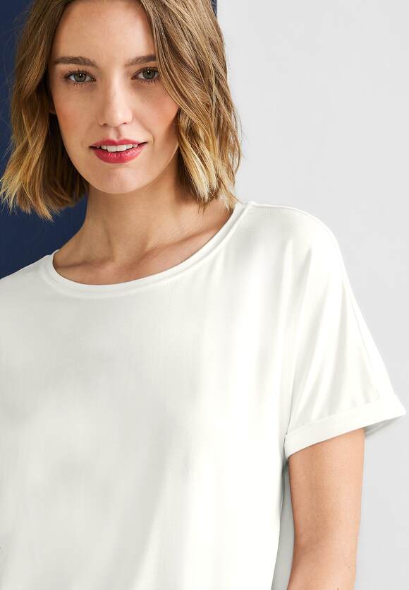 STREET ONE T-Shirt in Style Off White STREET Unifarbe Crista | Damen Online-Shop - - ONE