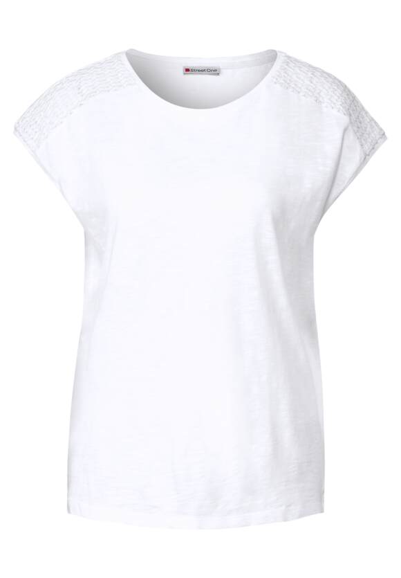 STREET ONE T-Shirt mit STREET Online-Shop Spitzendetail - ONE | White Damen