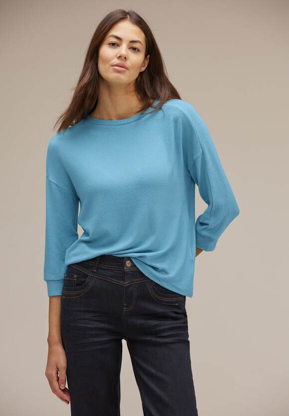 Gummisaum Lena ONE - Style Langarmshirt Soft STREET | Rose Damen - Online-Shop Melange STREET ONE mit