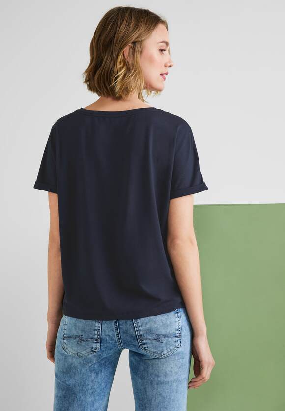STREET ONE T-Shirt in Unifarbe Damen - Style Crista - Deep Blue | STREET ONE  Online-Shop