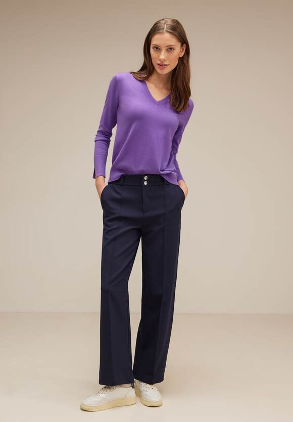 STREET ONE | V-Ausschnitt Lupine STREET Damen Pullover - mit Lilac ONE Online-Shop